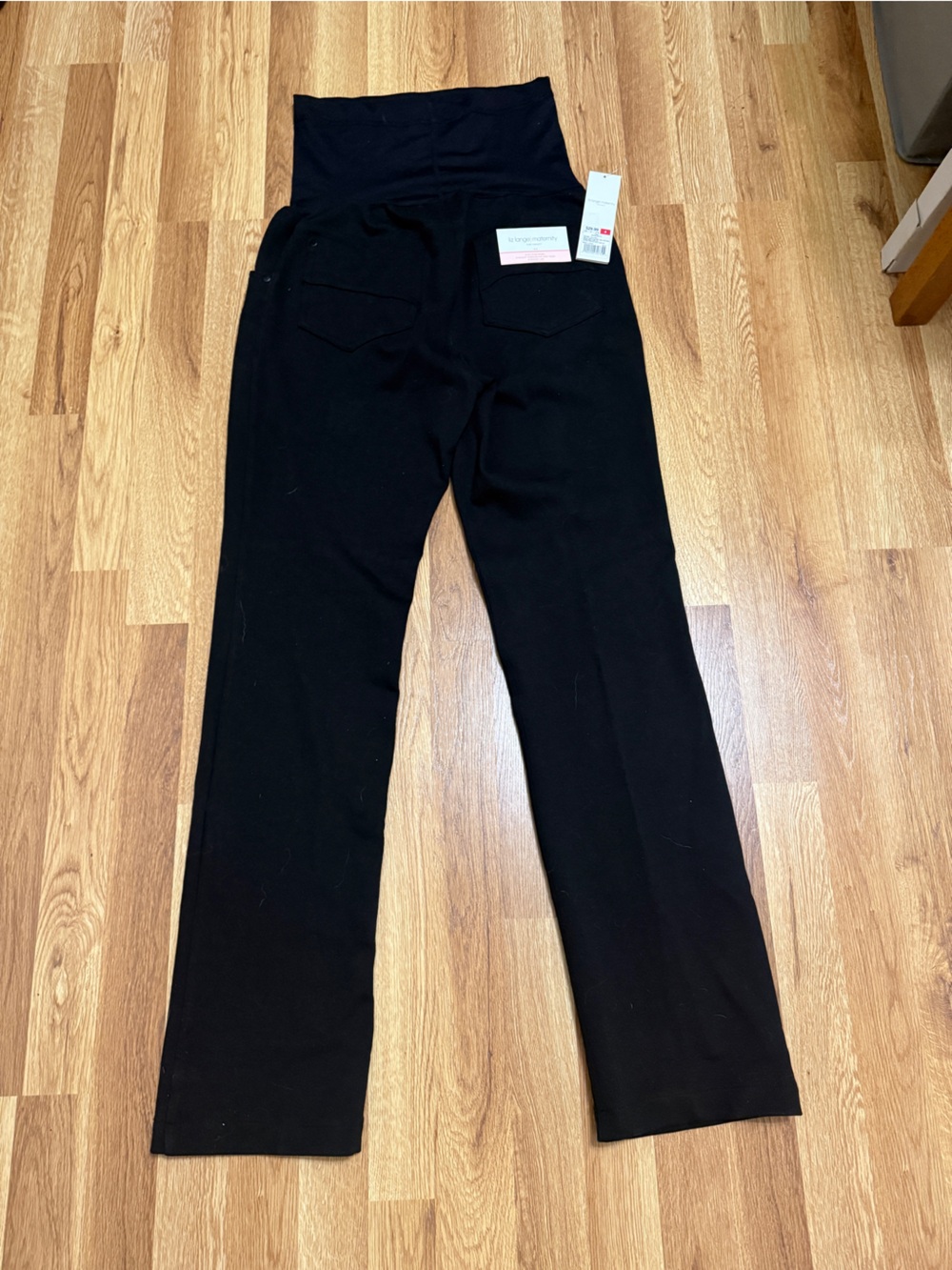 Maternity Black Bootcut Leg Pants with Fold-Over Waist